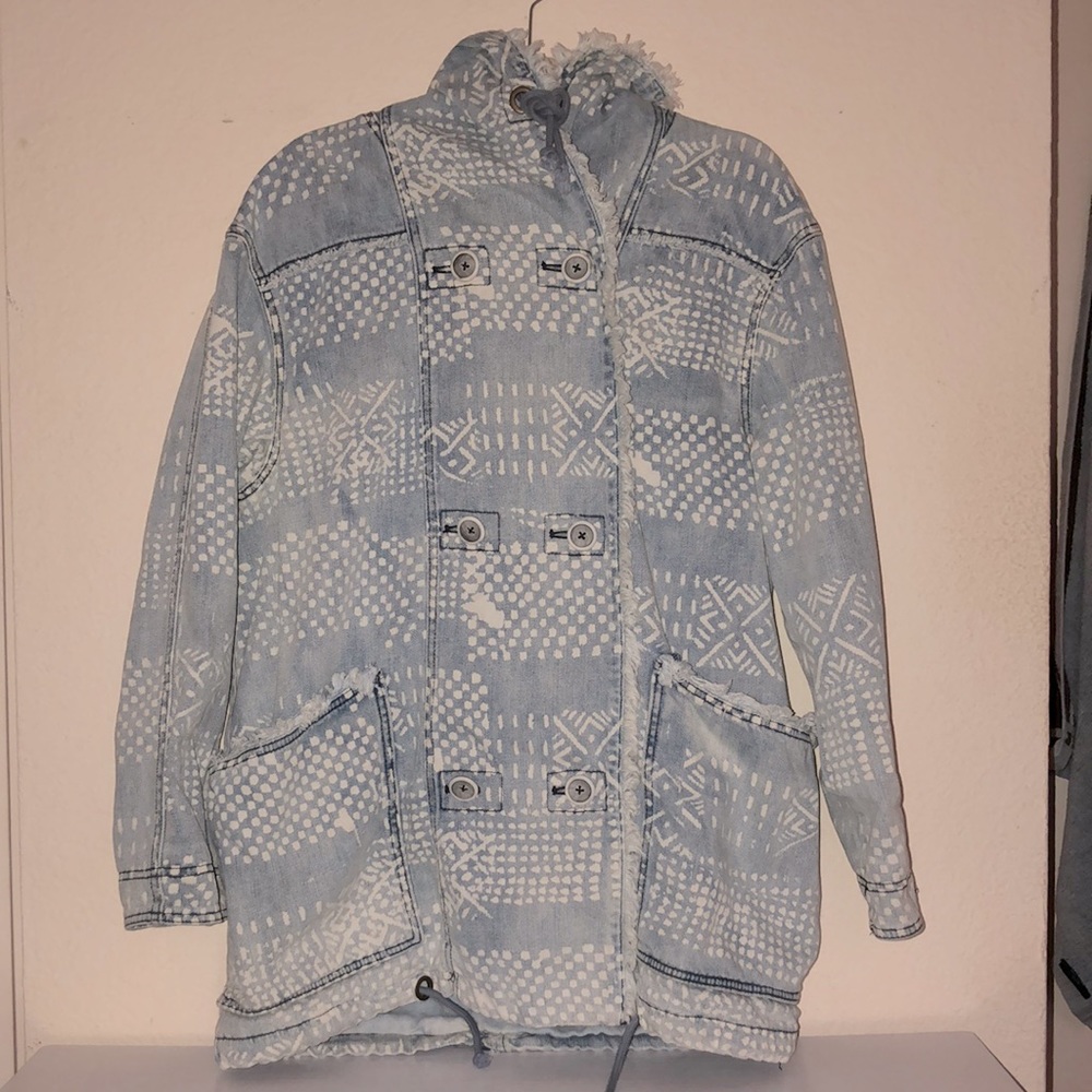Free People Bleached Chambray Jacket Size Small
